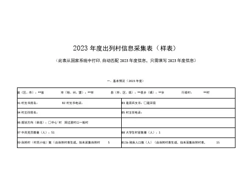 2023年度出列村信息采集表(样表)