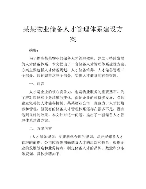 某某物业储备人才管理体系建设方案