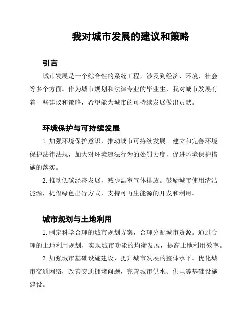 我对城市发展的建议和策略