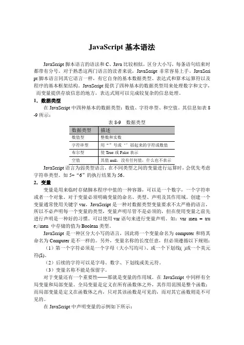 JavaScript基本语法