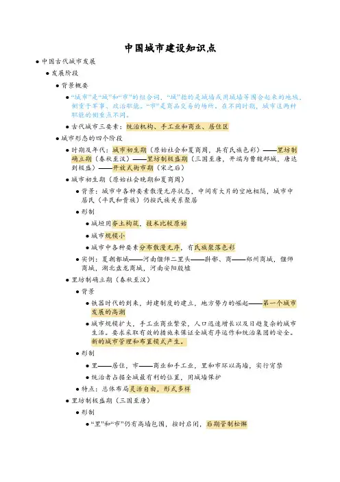 中国城市建设知识点