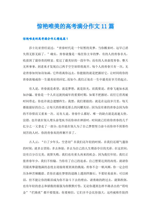 惊艳唯美的高考满分作文11篇