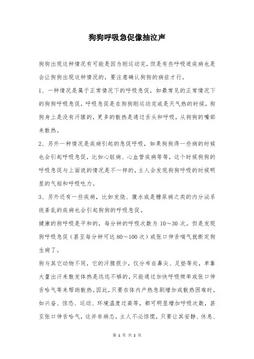 狗狗呼吸急促像抽泣声