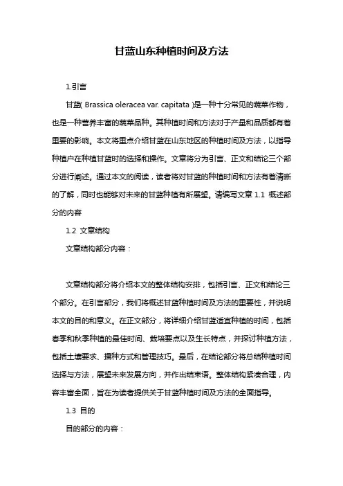 甘蓝山东种植时间及方法