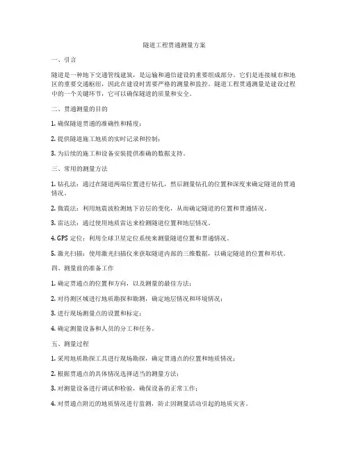 隧道工程贯通测量方案