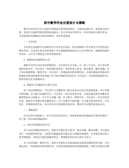 初中数学作业分层设计与策略