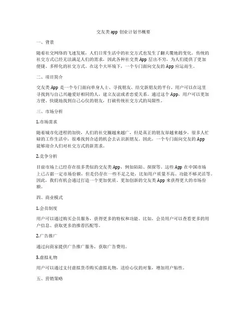 交友类app创业计划书概要