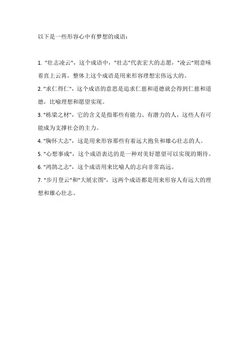 表示心中有梦想的成语
