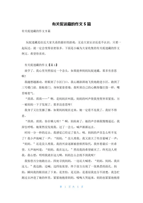 有关捉迷藏的作文5篇