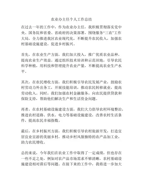 农业办主任个人工作总结