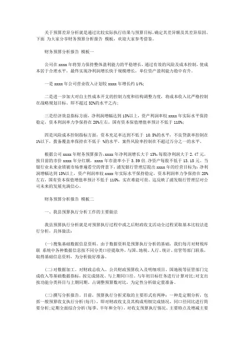 财务预算分析报告范文模板【实用】