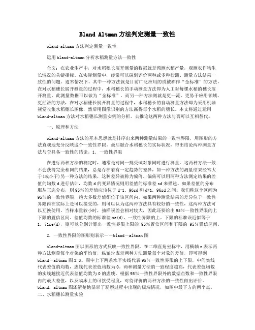 Bland Altman方法判定测量一致性