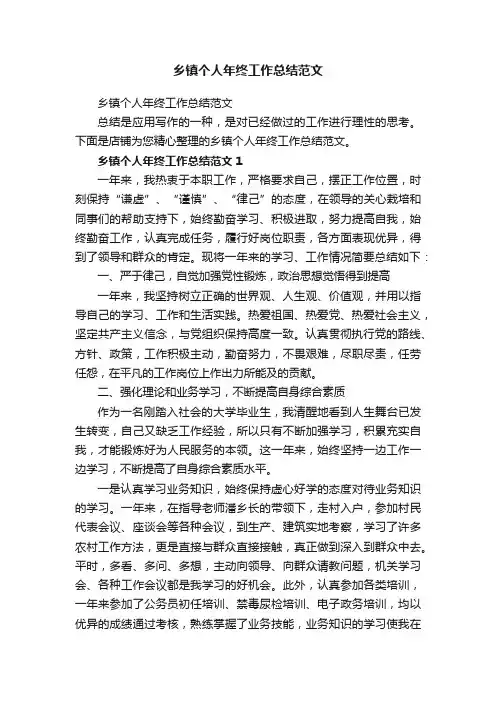 乡镇个人年终工作总结范文