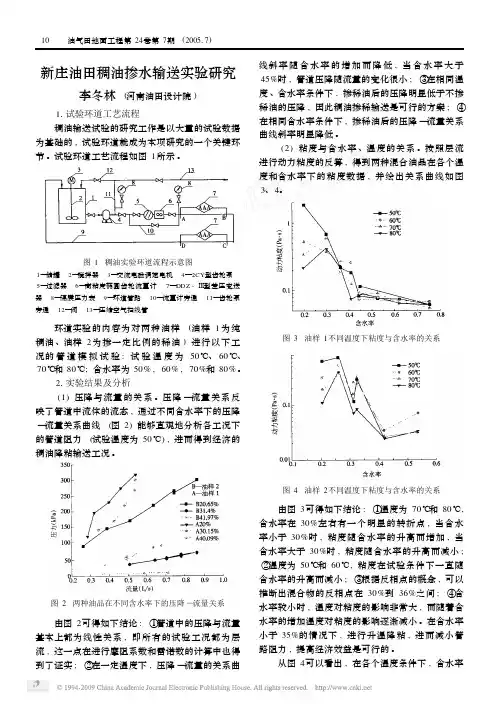 新庄油田稠油掺水输送实验研究