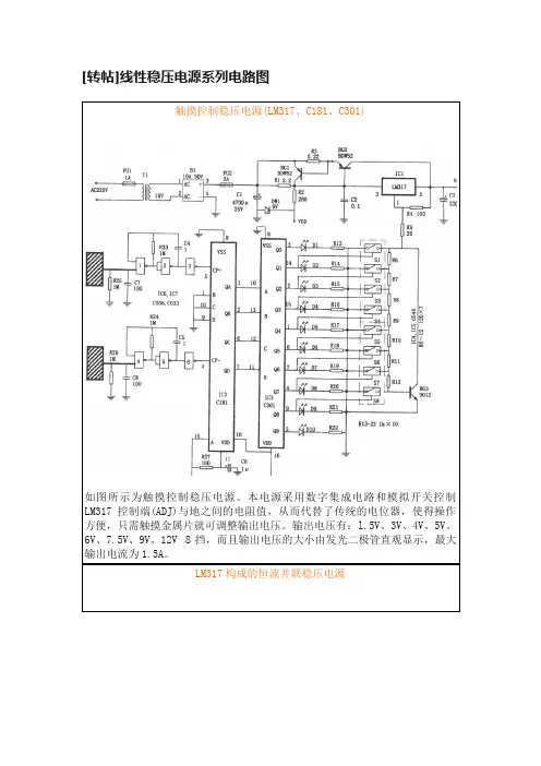 [转帖]线性稳压电源系列电路图