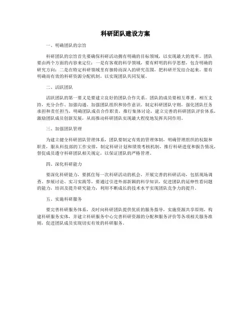 科研团队建设方案