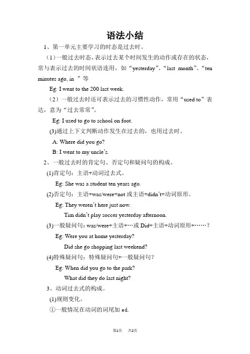 人教版八年级英语上册Unit1词汇语法句型及练习题 语法小结