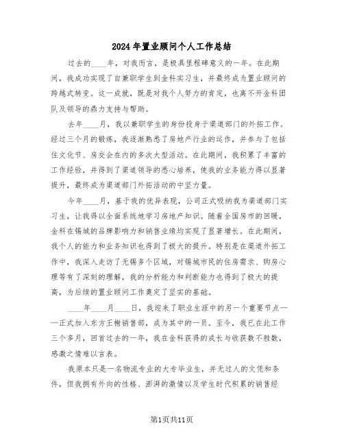 2024年置业顾问个人工作总结（七篇）