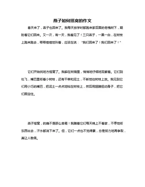燕子如何搭窝的作文