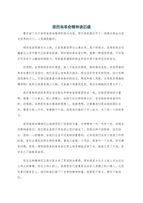 浙西南革命精神读后感