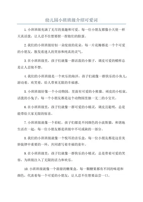 幼儿园小班班级介绍可爱词