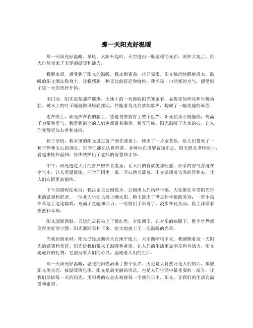 那一天阳光好温暖