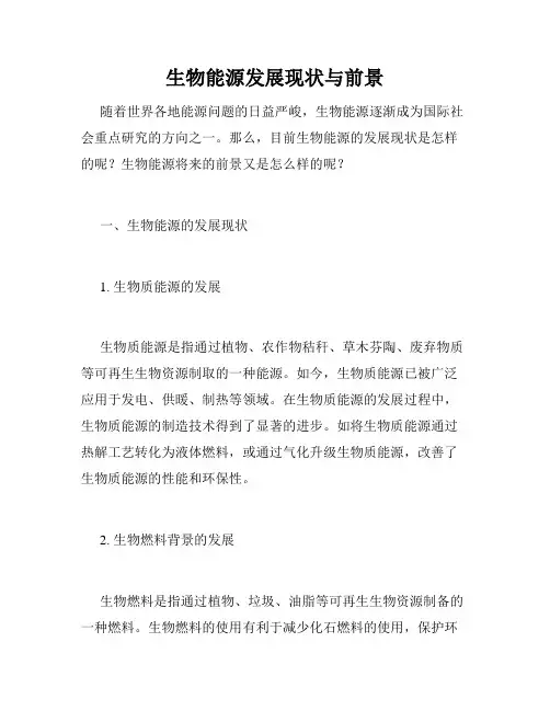 生物能源发展现状与前景