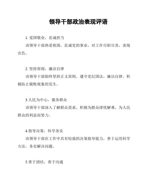领导干部政治表现评语