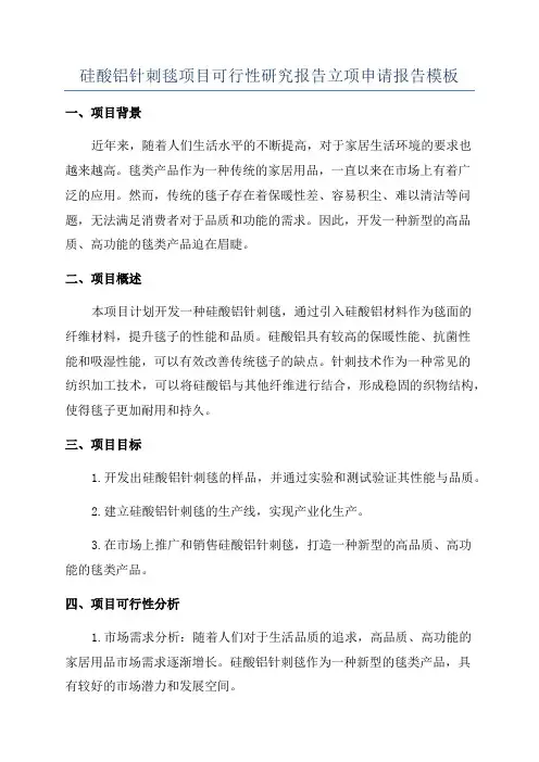 硅酸铝针刺毯项目可行性研究报告立项申请报告模板
