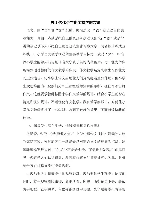 优化小学作文教学尝试