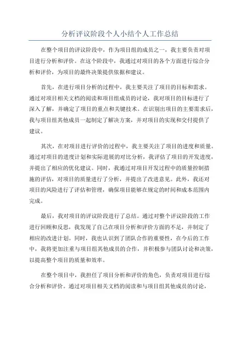 分析评议阶段个人小结个人工作总结