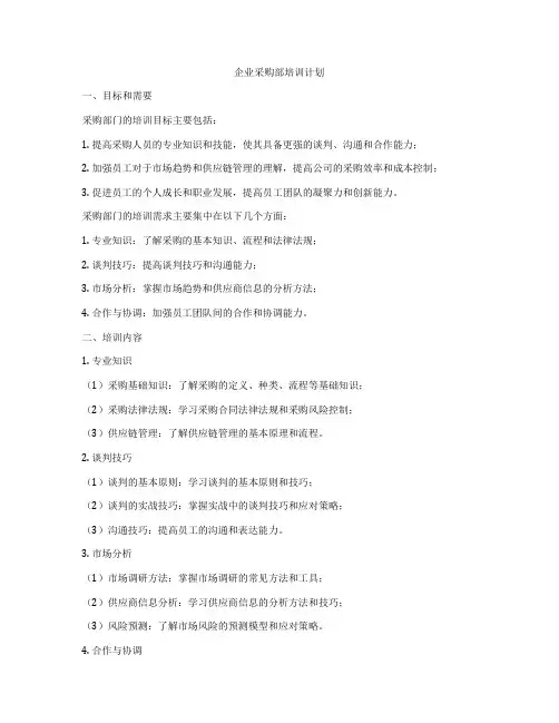 企业采购部培训计划