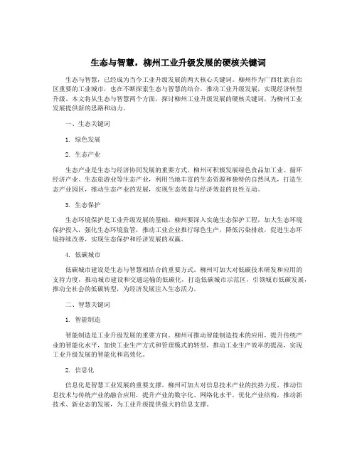 生态与智慧,柳州工业升级发展的硬核关键词