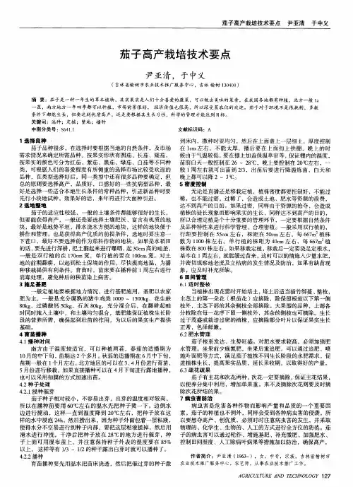 茄子高产栽培技术要点
