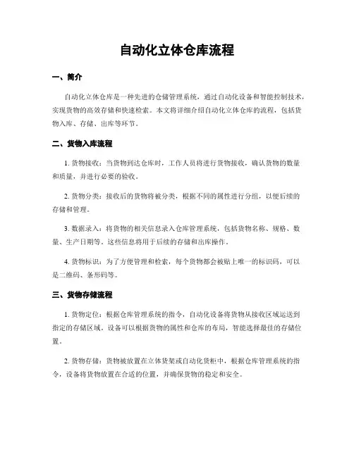 自动化立体仓库流程