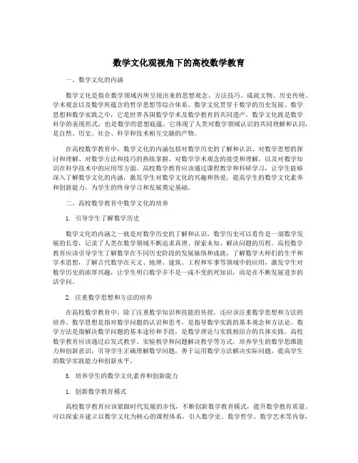 数学文化观视角下的高校数学教育