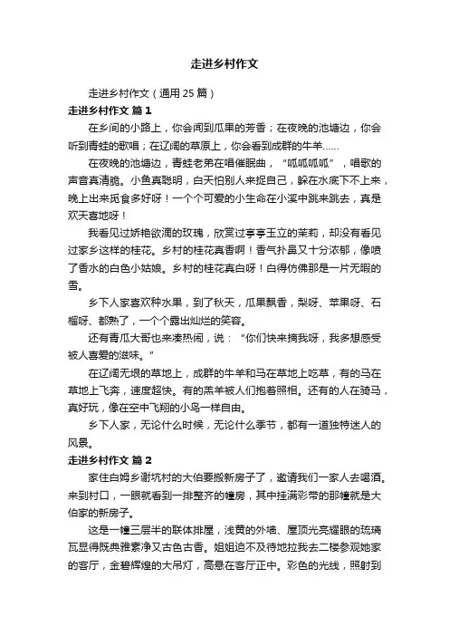 走进乡村作文（通用25篇）