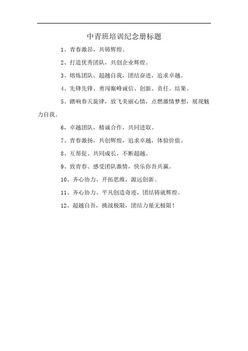 中青班培训纪念册标题