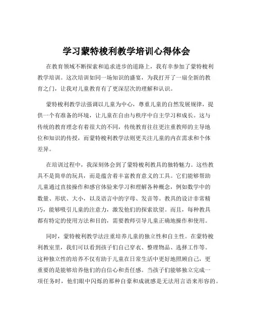 学习蒙特梭利教学培训心得体会