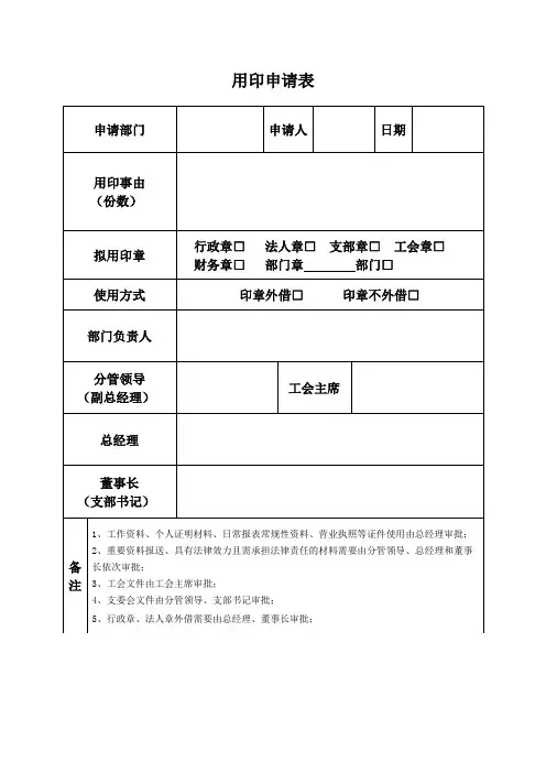 用印申请表