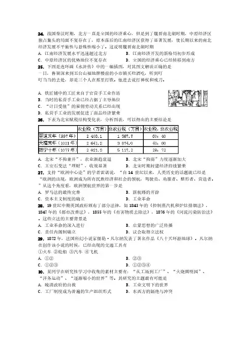 高中历史必修二一、二三单元习题汇总