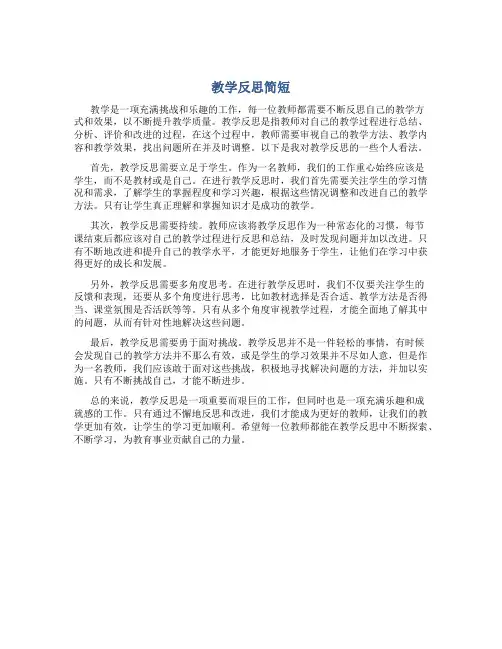 教学反思简短