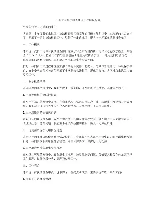 土地卫片执法检查年度工作情况报告