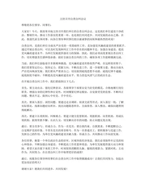 主持召开自查自纠会议
