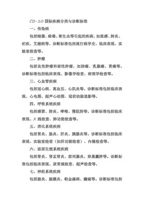 icd—10 国际疾病分类与诊断标准