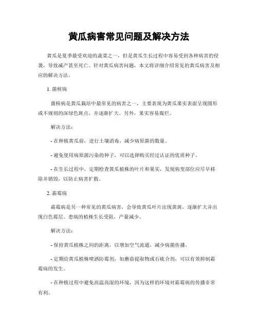 黄瓜病害常见问题及解决方法