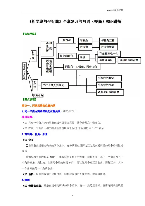 《相交线与平行线》全章复习与巩固(提高)知识讲解
