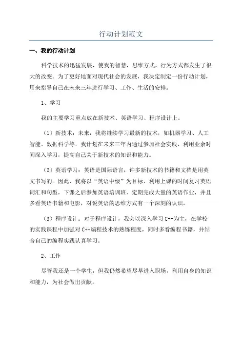 行动计划范文