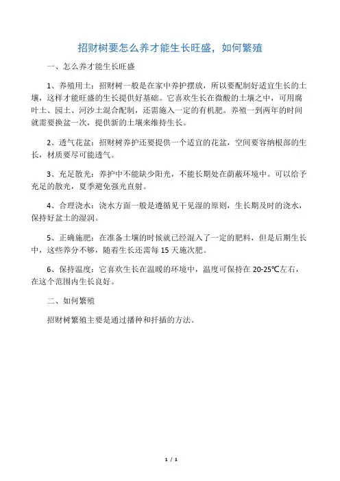 招财树要怎么养才能生长旺盛,如何繁