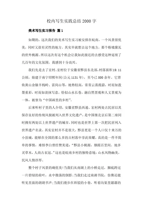 校内写生实践总结2000字